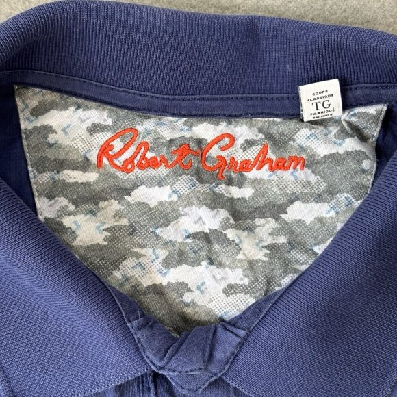 Robert Graham Shirt Mens XL Classic Fit Blue Solid Polo Colorful Short Sleeve - Picture 9 of 12